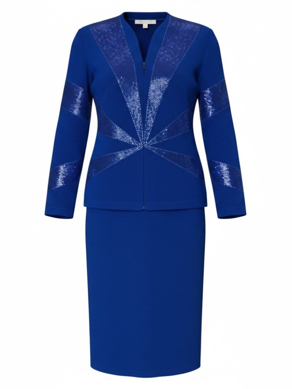 St. John's Evening By Marie Grey - Size 8 Jacket / 6 Skirt - Blue with Sequins